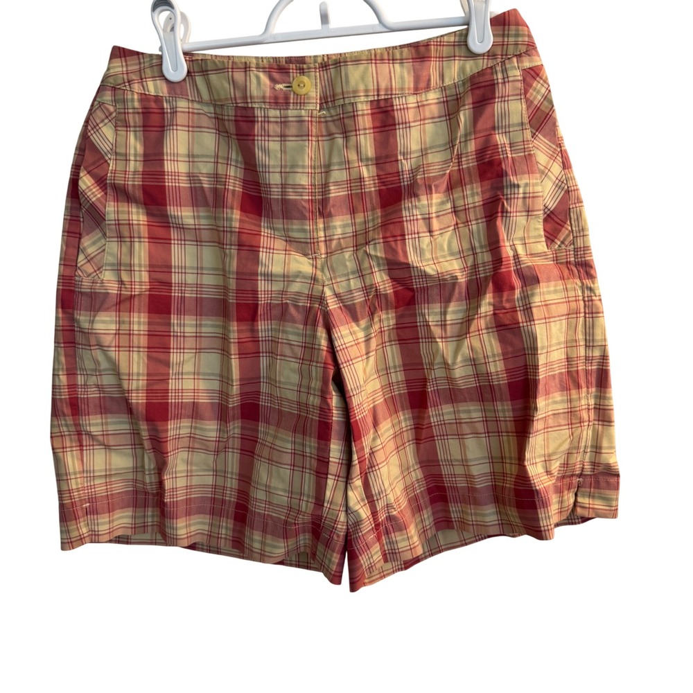 LizGolf Shorts Women's‎ 6 Red Beige Golf Bermuda Claiborne Plaid